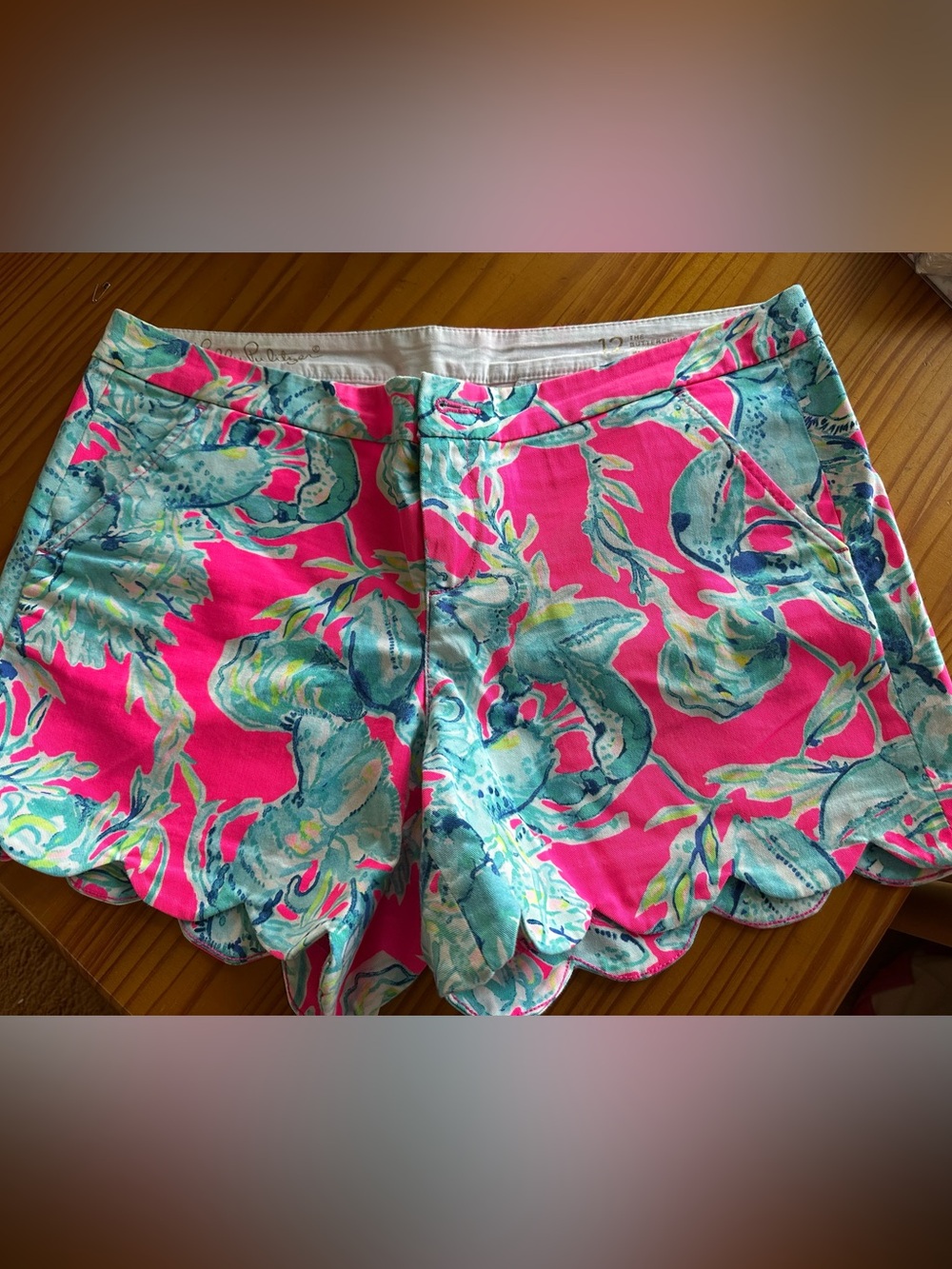Lilly Pulitzer Pink & Aqua Scallop-Hem Printed Skort